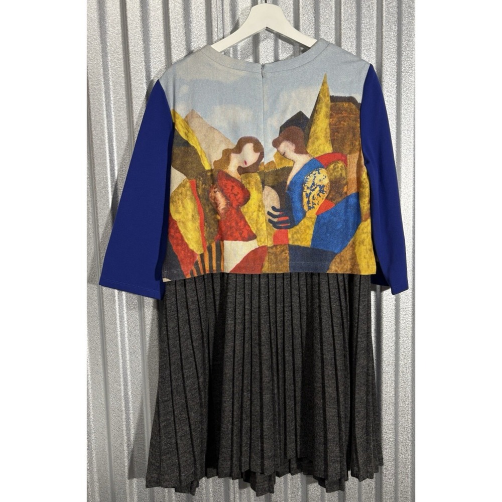 Artcore Artsy Wearable Art Portrait Dress Pleated Colorful Medium Size 10 - Picture 4 of 11